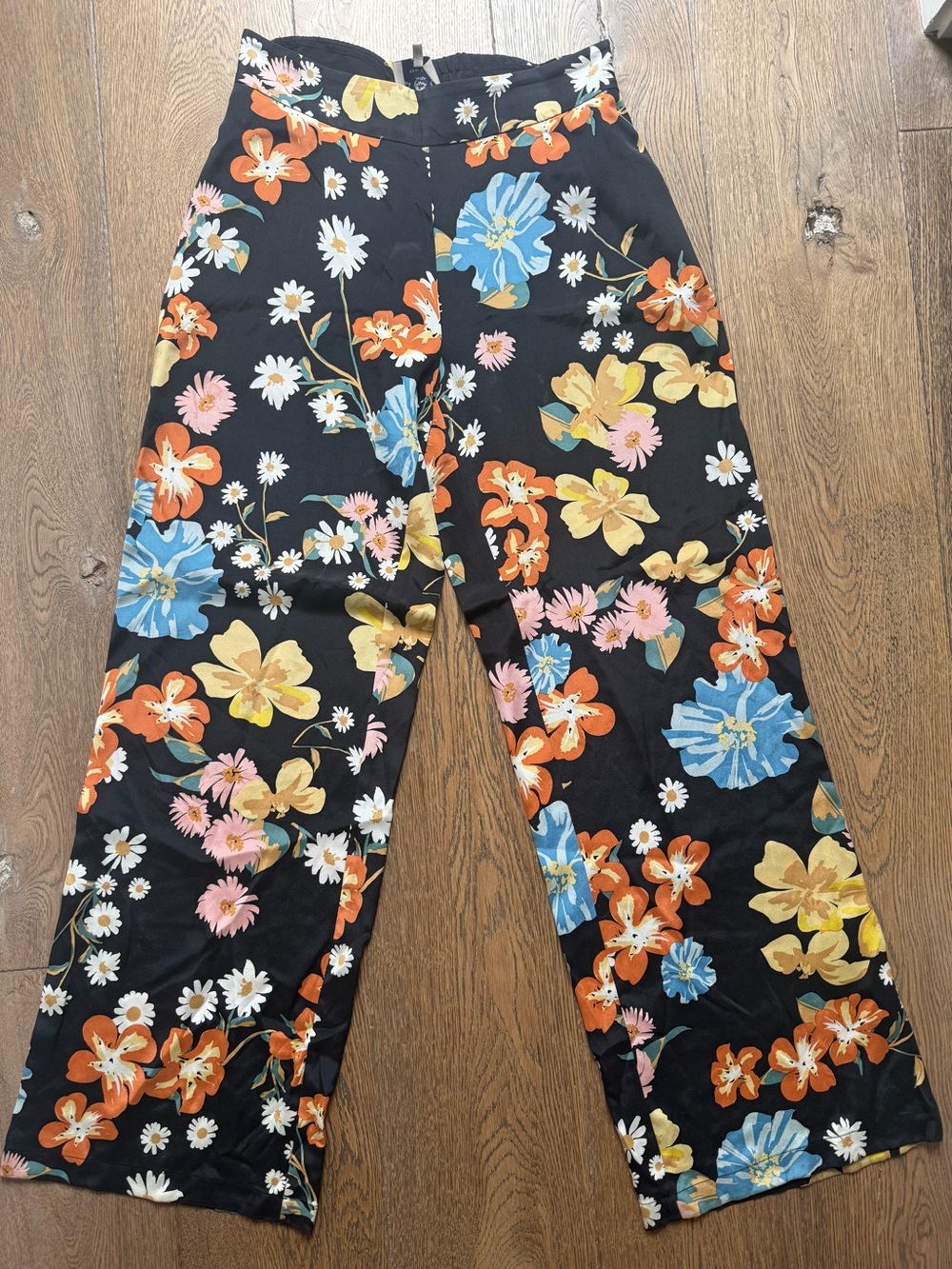 SEA 70s Floral Silk Wide Leg Pants